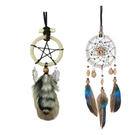 

2Pack Different Style Mini Feather Dream Catcher Handmade Dreamcatcher for Home Car Wall Hanging Pendant Decoration