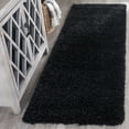 thumbnail image 2 of SAFAVIEH California Plush Solid Shag Runner Rug, Black/Ivory, 2'3" x 5', 2 of 12