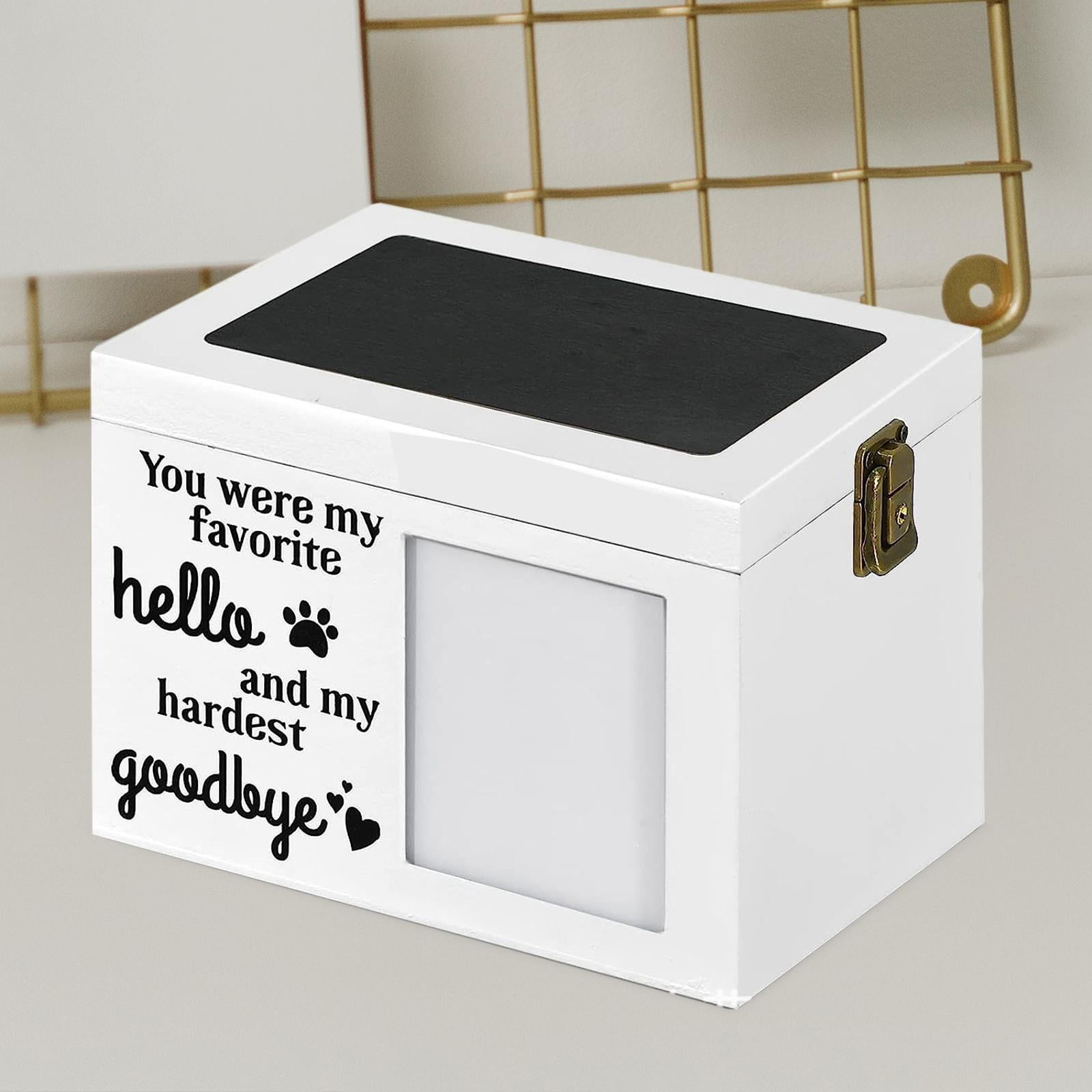 TOOYFUL Pet Urn Pet Urn Durable Sealed Pet Memorial Urn Wooden Pet Urn for Rabbits Favorite Toys Loss Pet Cats Remembrance Gift white