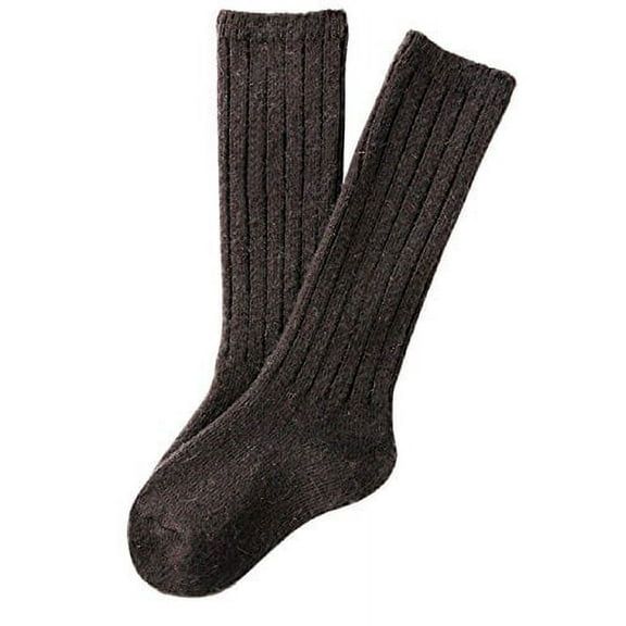 Lian LifeStyle Children 6 Pairs Knee High Wool Socks Size 0-2Y Dark Brown