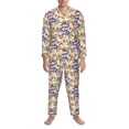 thumbnail image 3 of Salouo Snake Print Button-Front Long Sleeve Pajama Set for Men, Soft 2Pjs Men's Long Sleeve Sleepwear-X-Large, 3 of 7