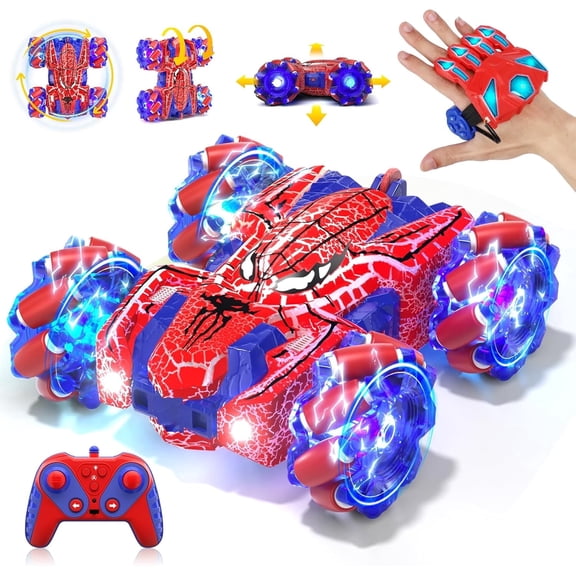 Gesture Sensing RC Stunt Car for Kids, Double-Sided Remote Control with LED Lights, Rechargeable, Ages 4–12