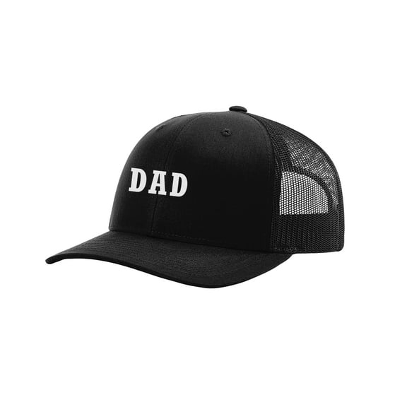 Men's Dad Father's Day Custom Embroidered Mesh Back Trucker Hat, Black/Black
