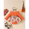 thumbnail image 3 of Suealasg Baby Girls 2Pcs Halloween Clothes 3 6 9 12 18 Months Infant Girls Pumpkin Print Long Sleeve Romper Dress + Headband Set 0-18M, 3 of 8