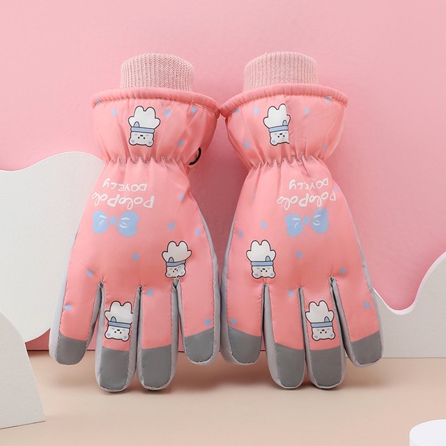 Guantes de esquí para niños con forro polar, cálidos, gruesos, impermeables, a prueba de viento, resistentes al frío, para exteriores, nieve, invierno, guantes cálidos para niños