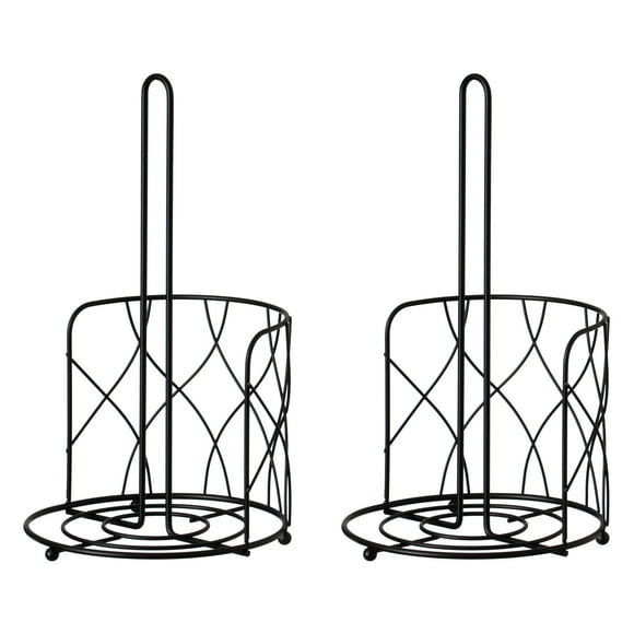Freestanding Black Iron Towel Paper Holder Stand Roll Dispenser with Frame for Kitchen, Set of 2