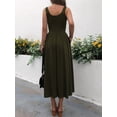 thumbnail image 5 of Women'S Summer Maxi Dress Sleeveless Square Neck Casual Beach Sundress with Pockets, Flowy Patchwork Knit Army Green S, 5 of 8