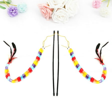 UNOMOR Colorful Cat Rainbow 2pcs Cat Interactive Toys Cat Teaser Stick
