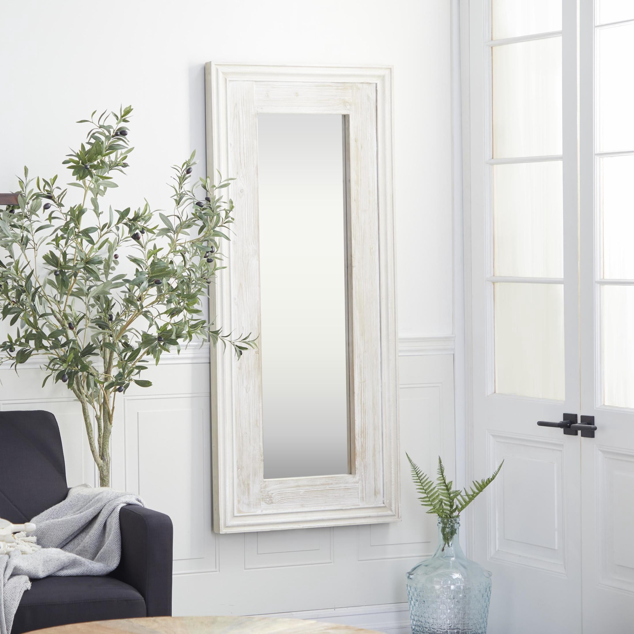 DecMode 26" x 59" White Wall Mirror