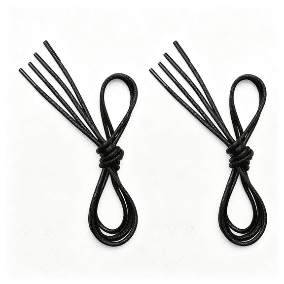 XIBUFE 2 Pair Waxed Round Dress Shoe Laces for Men, 1/8" Thin Shoelaces black shoe laces