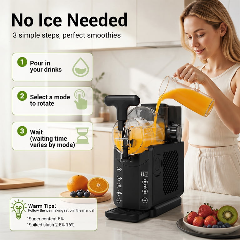 2-in-1 Slushie Machine & Soft Serve Ice Cream Maker with Auto-Cleaning, Family-Size, No Ice Needed, 5 Smart Programs, Frozen Drink Machine, Slushy