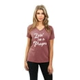 thumbnail image 2 of Livin' On A Prayer Women's Fashion Relaxed V-Neck T-Shirt Tee Heather Rouge X-Large, 2 of 3