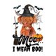 thumbnail image 2 of Camiseta de mujer Trajes de verano Traje Camiseta de cuello redondo para viajes de compras deportivas ﻿Women's Halloween-Themed T-Shirt with "I mean Boo" Witch Hat Cow Graphic - Casual & Sporty Rou, 2 of 6