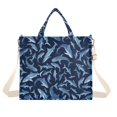 thumbnail image 7 of FORMRS Womens Corduroy Tote Bag Crossbody Shoulder Purse Handbag with Detachable Strap, Watercolor Shark Pattern, 7 of 7