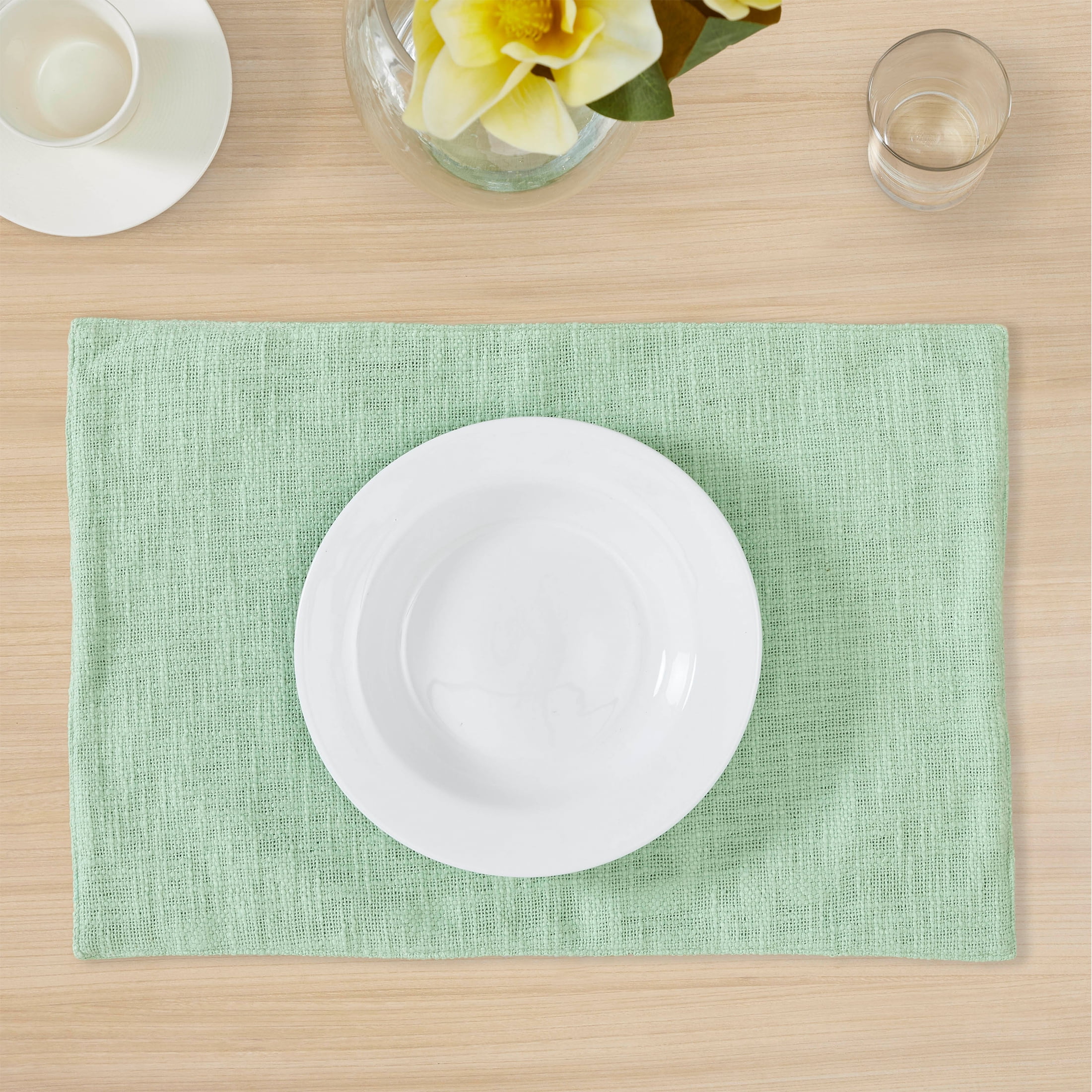 Way to Celebrate Green Slub Cotton Rich 13" x 19" Placemat, 1 Piece