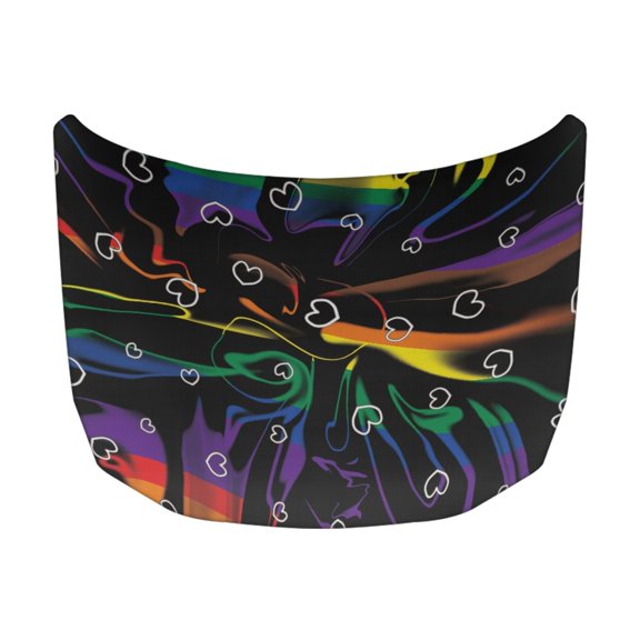 XYZCANDO Car Hood Cover Colorful Heart Texture Pattern Elastic Swimsuit Fabric, Decorate Accessories All-Season Protection Hood Covers for Car for Van SUV Pickup
