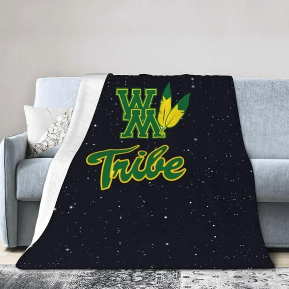College of William and Mary Logo Fleece Blanket, Very Soft Microfiber Flannel Blanket for Couch Warm and Cozy for All Seasons