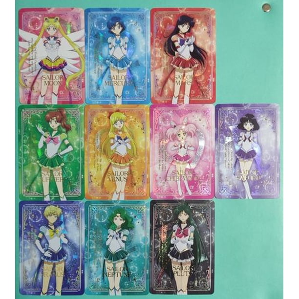 Juego de cartas de Sailor Moon, tarjetas Flash de Sailor Saturn, Tsukino, Tenoh, Usagi, Haruka, Kino, Makoto Fivean unisex