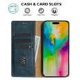 thumbnail image 2 of for iPhone 16 Pro Max Wallet case with RFID Blocking Credit Card Holder,Flip Book Kickstand  PU Leather Magnetic Closure Protective Cover Women Men for iPhone 16 Pro Max Phone Case,Blue, 2 of 10