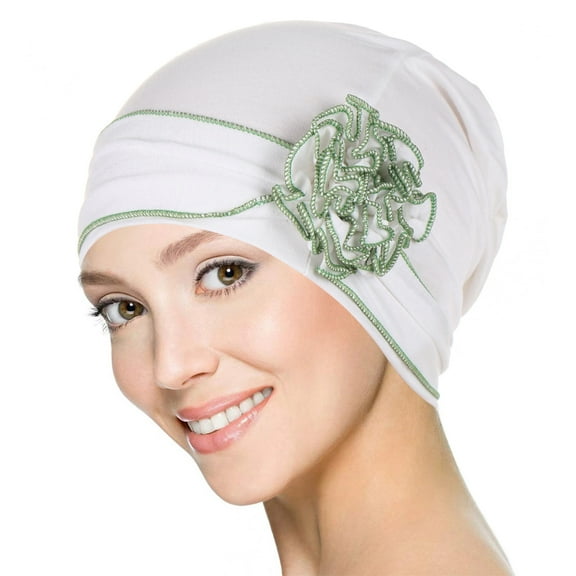 RUISINERY Graceful Chemo Hat Skull Hat with 3D Lovely Flower Headwear Chemo Caps for Girl Pullover Warm Caps Photo Props
