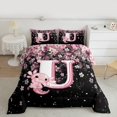 thumbnail image 2 of Manfei Girls Pink Monogrammed Queen Comforter Set 3 Pieces, Personalized Letter U Bedding Sets, Kawaii Axolotl Cherry Blossoms Bedding Comforter Set, Breathable Home Decor, 2 of 8