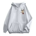thumbnail image 5 of Fiaer Christmas Womens Hoodies Oversized Cute Graphic Full Zip up Hooded Jacket Drawstring Long Sleeve V-Neck Pocket Hooded Sweatshirts Grey S, 5 of 5