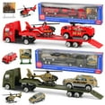 thumbnail image 5 of Esaierr Kids Car Toys Baby Police Trucks Toy Playset Toddler Police Cars Toys Included Flatbed Trailer,Helicopter & Suv, Birthday Gift for Ages 3+, 5 of 7