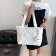 thumbnail image 2 of Bolso de mujer Bolso acolchado femenino Bolsos de mano Bolso de nylon Bolso de hombro (Blanco), 2 of 7