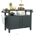 thumbnail image 2 of Domi Grill Carts Outdoor with Storage and Wheels, Whole Metal Portable Table and Storage Cabinet for BBQ,Deck,Patio,Backyard(Dark Grey,L45x W20.31x H35.51 Inch), 2 of 9