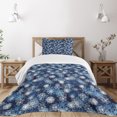 thumbnail image 3 of Ambesonne Winter Quilted Bedspread Set 2 Pcs, Ornate Snowflakes Xmas, Twin Size, Pale Blue Dark Blue, 3 of 6