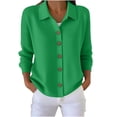 thumbnail image 5 of Puyaiuu Women Solid Collared Button Front Knit Cardigan Long Sleeve Fall Layering Sweater Coat Green M Gift, 5 of 6