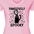 thumbnail image 4 of Inktastic Pawsitively Spooky Skeleton Cat with Ghosts and Crosses Women's V-Neck T-Shirt, 4 of 5