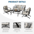 thumbnail image 2 of ALAULM 4 Piece Patio Furniture Set,Outdoor Metal Patio Furniture with Coffee Table & Rocking Chairs Conversation Set for Porch,Backyard,Poolside, Garden-Sand, 2 of 9