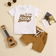thumbnail image 2 of Baby Outfits Boy Toddler Kids Boys Summer Short Sleeve Prints T Shirt Tops Shorts Child 2Pc Set Boys Summer Outfits Gold 18 Months-24 Months, 2 of 6