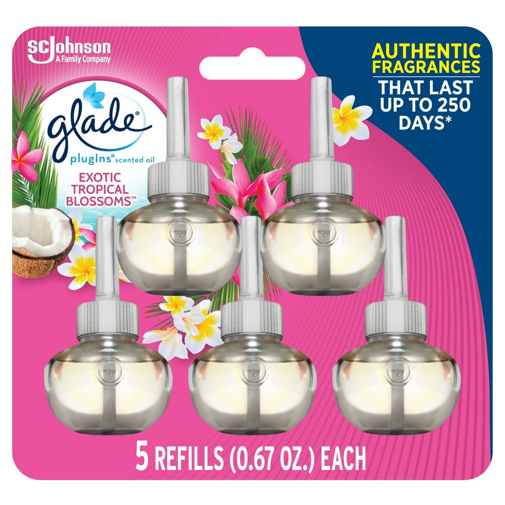Glade PlugIns Refill 5 CT, Exotic Tropical Blossoms, 3.35 FL. OZ. Total