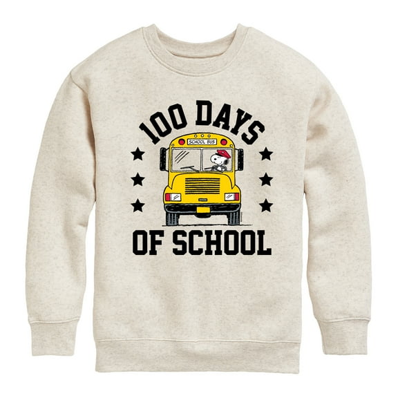 Peanuts - Snoopy One Hundred Days Of School - Toddler & Youth Crewneck Fleece Sweatshirt