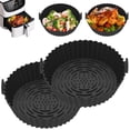 thumbnail image 1 of 2 Pcs Casserole en Silicone pour Friteuse à Air Chaud avec Poignée Doublure de Friteuse à Air 7,87 Pouces Plateau de Cuisson Poêle Panier en Silicone Résistant à la Chaleur pour Friteuse à Air Accessoires pour Friteuse à Air - Brun, 1 of 9