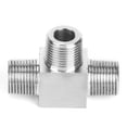 thumbnail image 3 of Conector de tubería de 3 vías de acero inoxidable 304 con rosca macho de alta presión para agua, gas y aceite (macho de 3/8"), 3 of 9