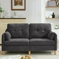 thumbnail image 2 of 65" Chenille Loveseat Sofa, Modern 2-Seater with Armrest Pillows & Side Storage Pockets, Tufted Upholstered Loveseat for Living Room or Bedroom, Dark Grey, 2 of 10