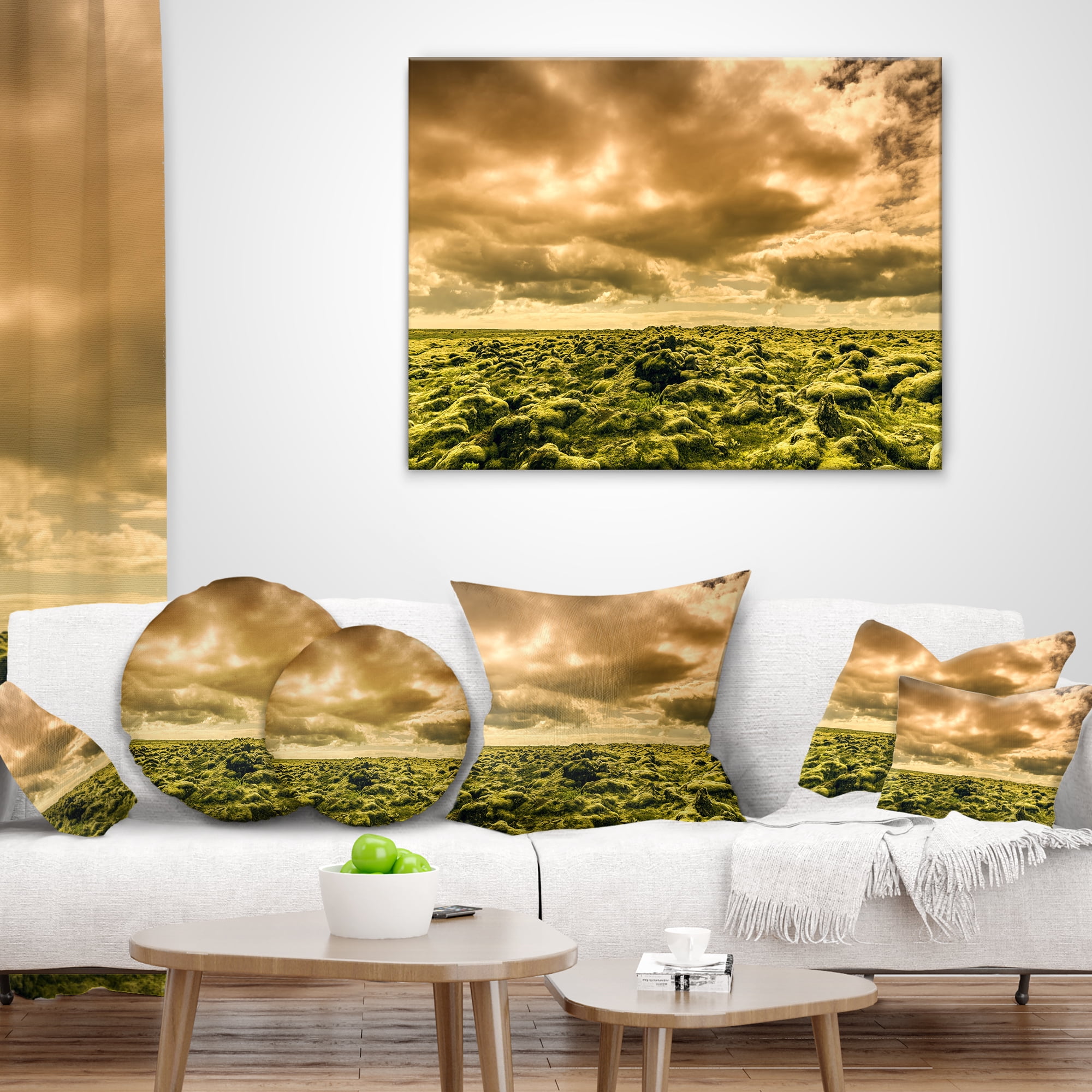 Designart Beautiful View of Sky and Moss - Landscape Printed Throw Pillow - 12x20
