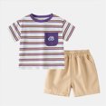 thumbnail image 2 of TOWED22 Baby Boy Summer Outfits 2 Pieces Crewneck Short Sleeve Top Elastic Waist Pocket Shorts Dinosaur Pattern Clothes(Purple,2-3 Y), 2 of 7