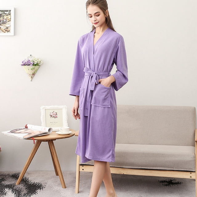 Intimates Unisex Breathable Solid Color Bathrobe Splicing Home Clothes Robe Coat XL