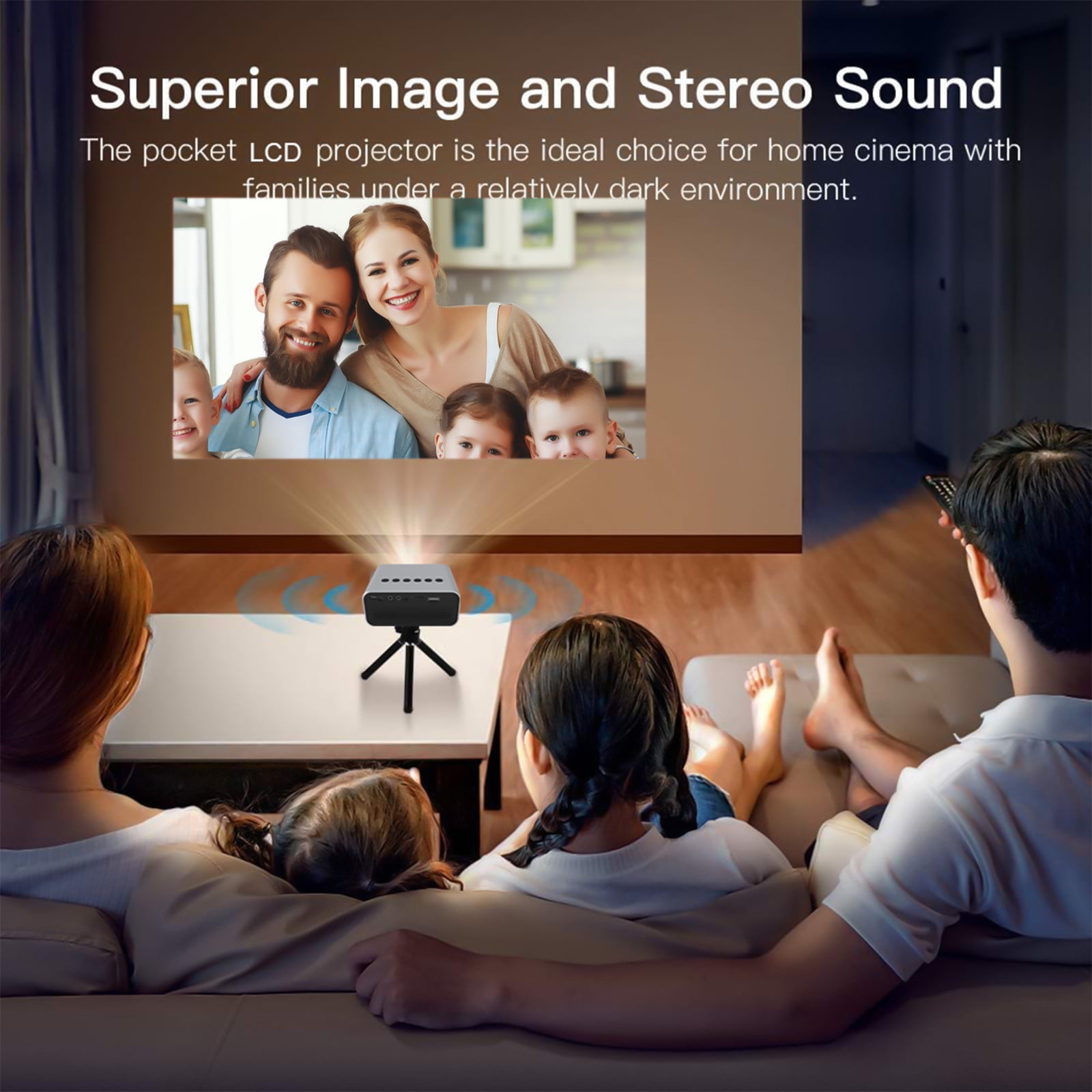 Hohaski Projector, Native 1080P Bluetooth Projector, Portable Outdoor Movie Projector, Full HD Mini Projector with Speaker for Home Bedroom, Compatible with Smartphone