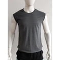 thumbnail image 4 of Doomiva Men's Sleeveless Muscle Shirts Workout Athletic Tank Tops Cap Sleeve Solid Casual T-Shirt Dark Gray XXL, 4 of 6