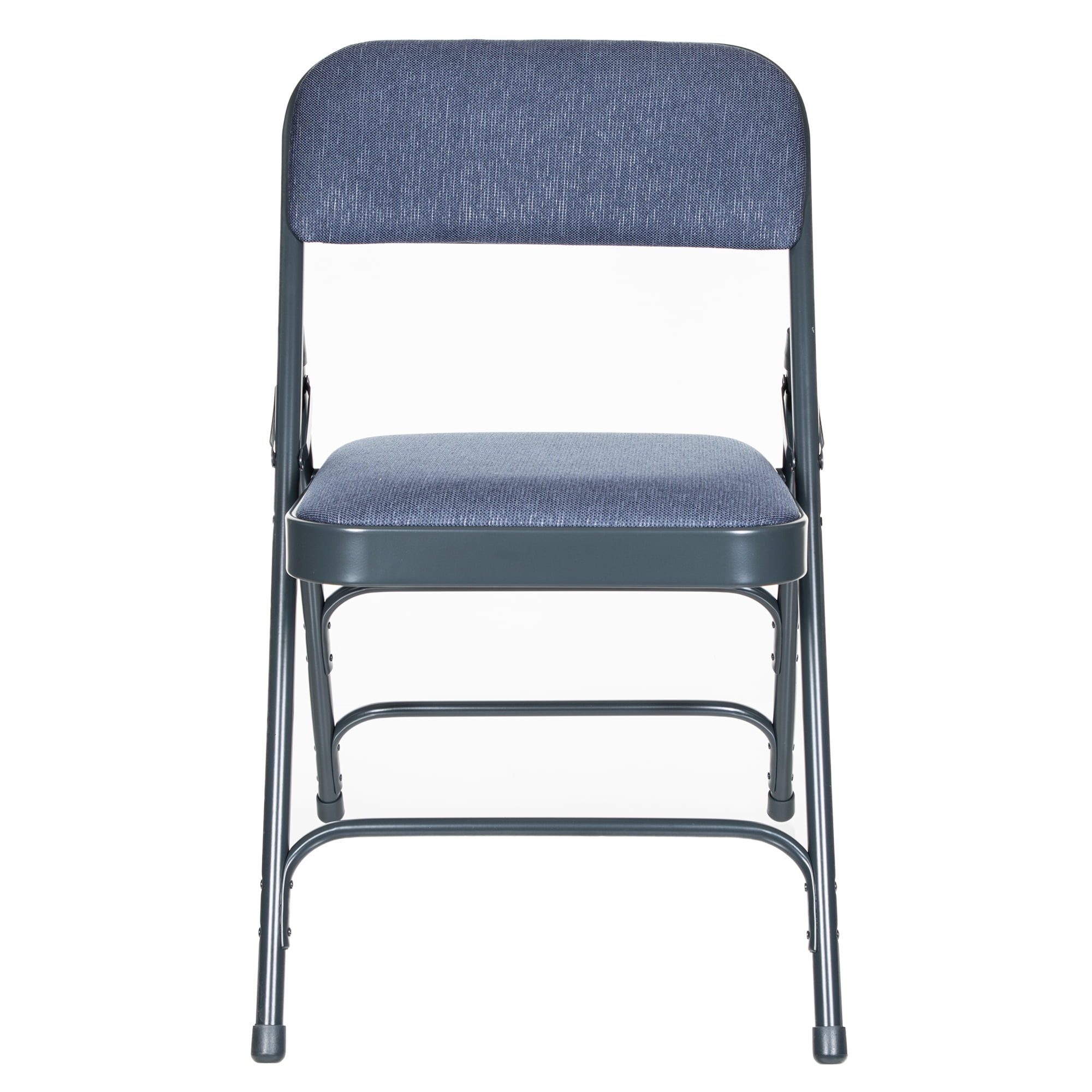 Hampden Furnishings Bernadine Collection Fabric Triple Brace Folding Chair, Blue, Pack of 4