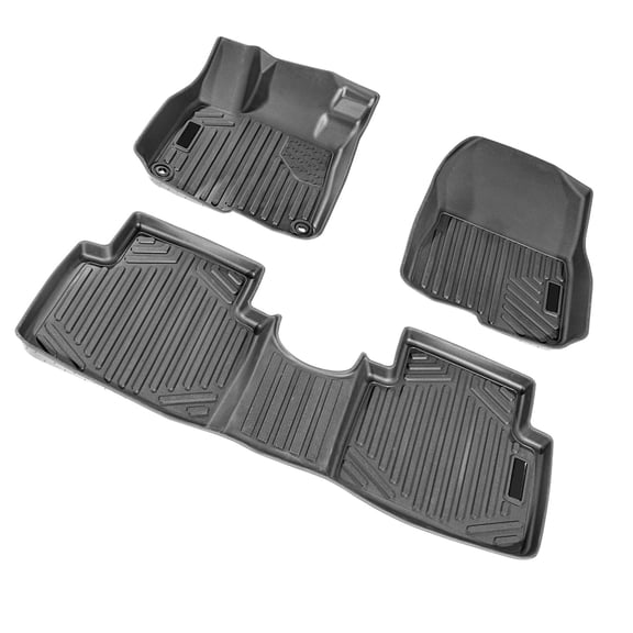 KFFKFF Automotive Floor Mats for Honda CR-V (Hybrid Models) 2017-2022, 3-Piece Set for Front and Rear Rows, Durable TPE Material, All-Weather Protection, Custom Fit SUV Floor Liners, Black