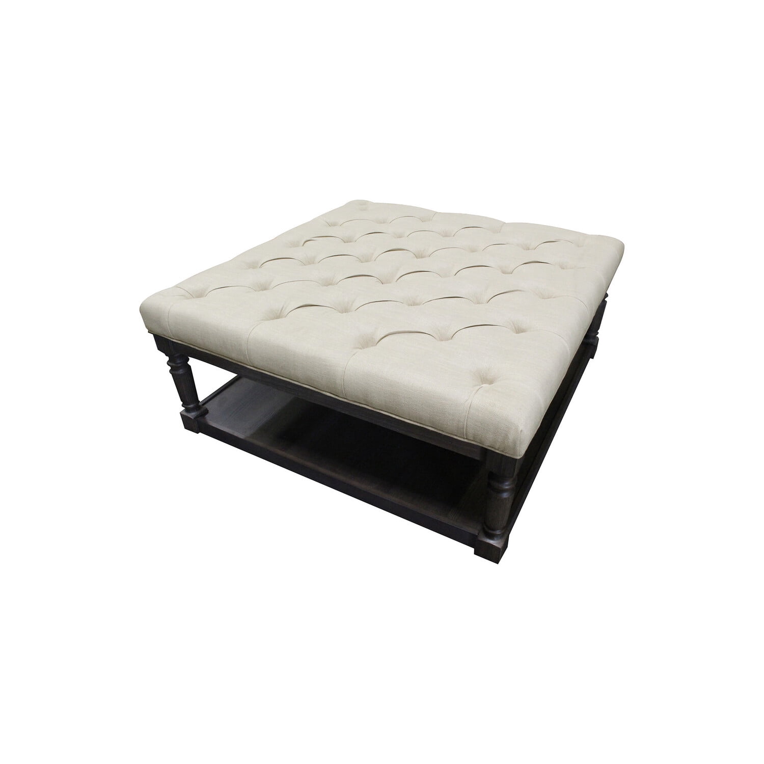 Best Master Furniture Smoked Rustic Gray Tufted Upholstered Ottoman