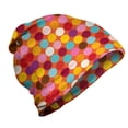 thumbnail image 1 of Circles Unisex Beanie, Grid Circles Polka Dots, Hiking Outdoors, Burnt Sienna Multicolor, by Ambesonne, 1 of 1