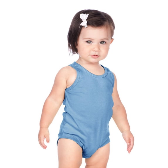 Kavio Infants Scoop Neck Tank Onesie Unisex Style I1C0564 - Blue - 18 Months