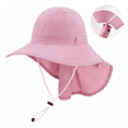 thumbnail image 2 of OIOLOYJM Sun Hats for Women Men with Neck Flap Packable UPF UV Protection Wide Brim Bucket Hat with Adjustable Strap Summer Breathable Vacation Hiking Fishing Hats Pink, 2 of 4